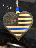 Flag Heart Ornament - Police