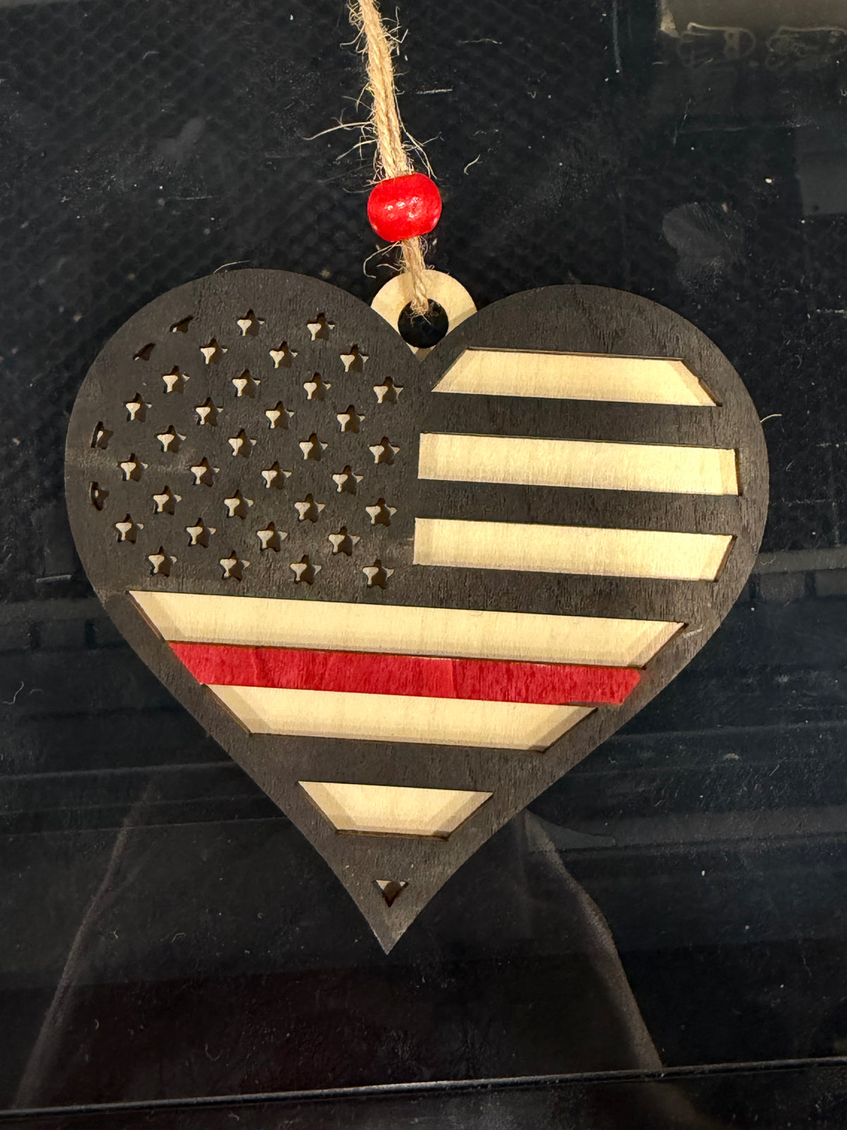 Flag Heart Ornament - Fire Fighters