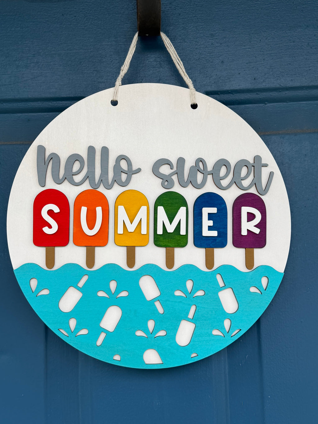 Hello Sweet Summer Popsicle Door Hanger