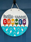 Hello Sweet Summer Popsicle Door Hanger