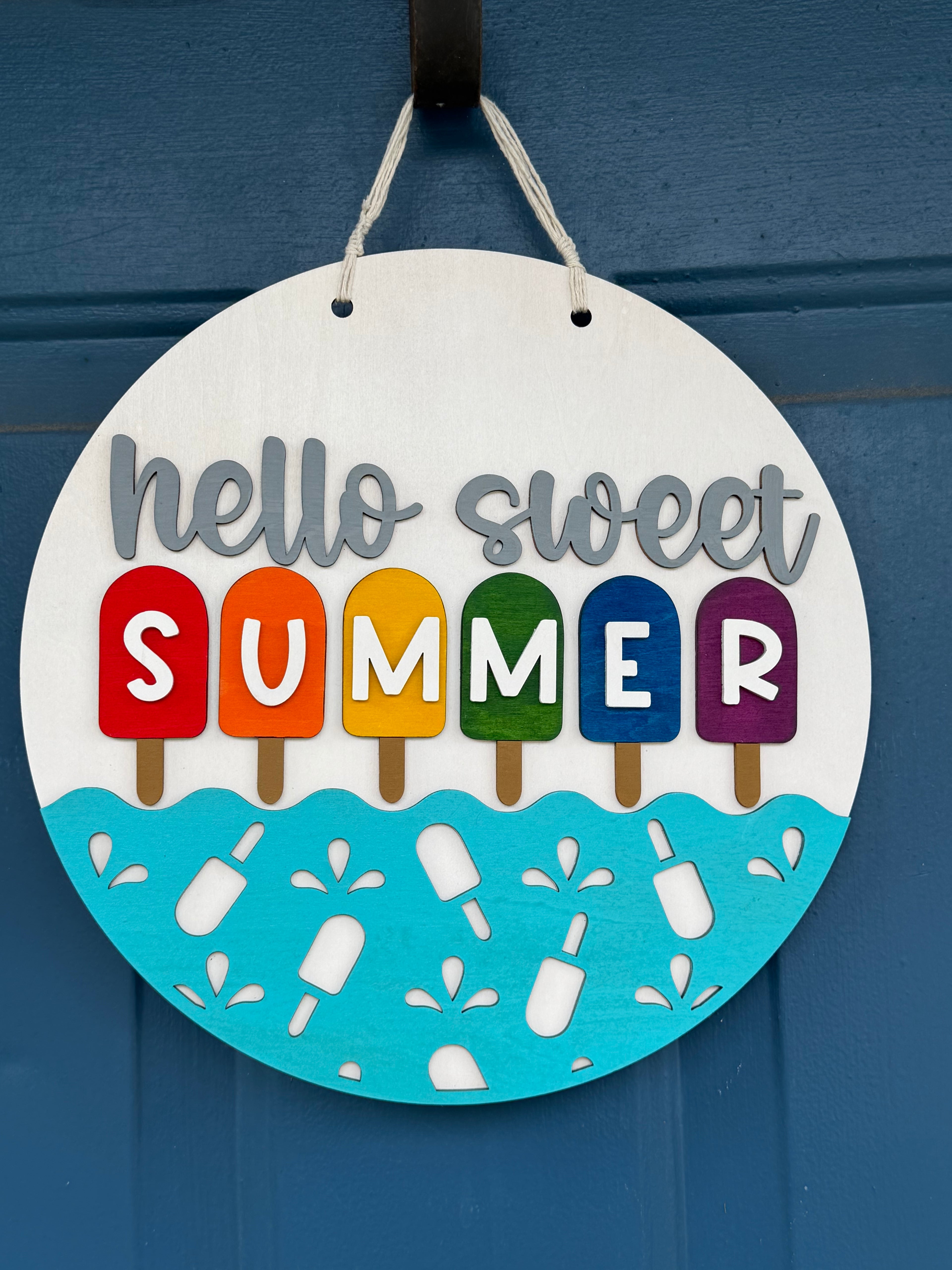 Hello Sweet Summer Popsicle Door Hanger